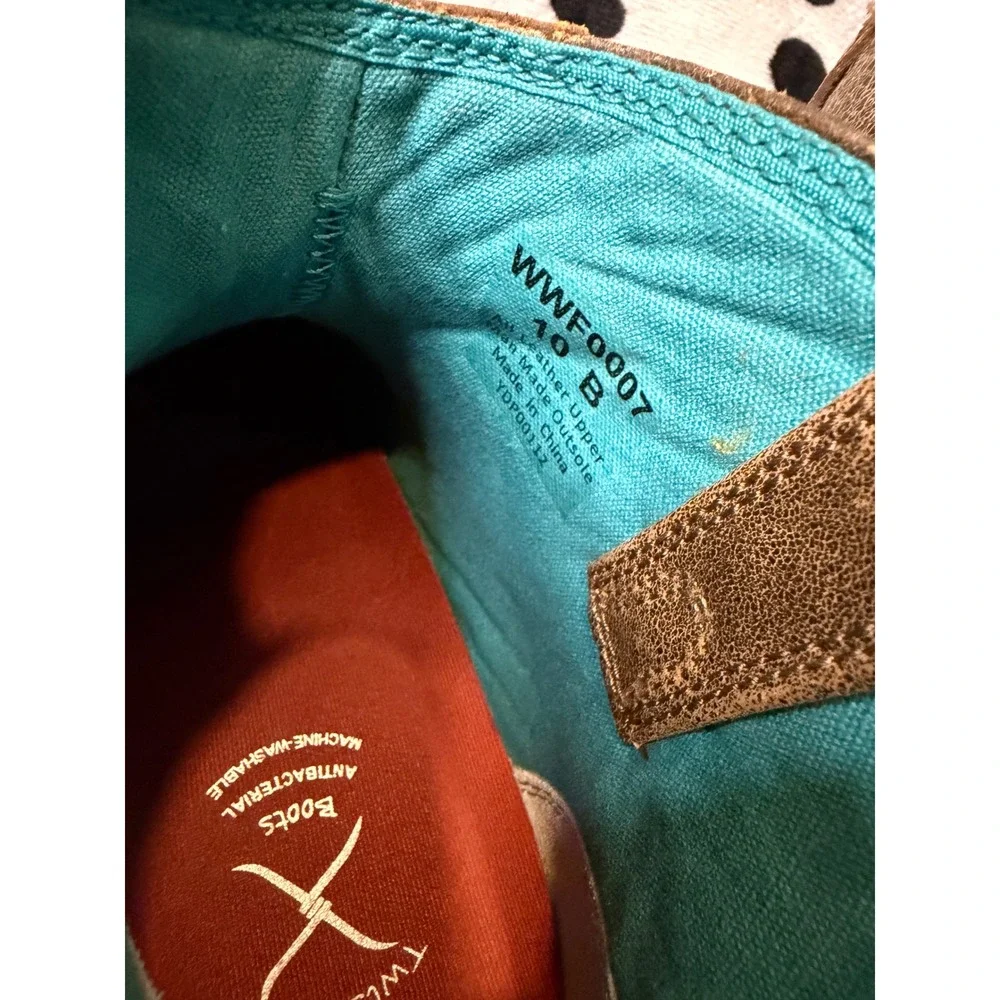 Twisted X Womens Brown Leather Turquoise Embroidered Western Ankle Boots Size 10
